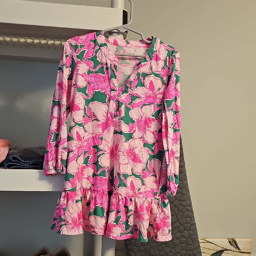 Lilly Pulitzer Pink and Green Floral Kids Dress